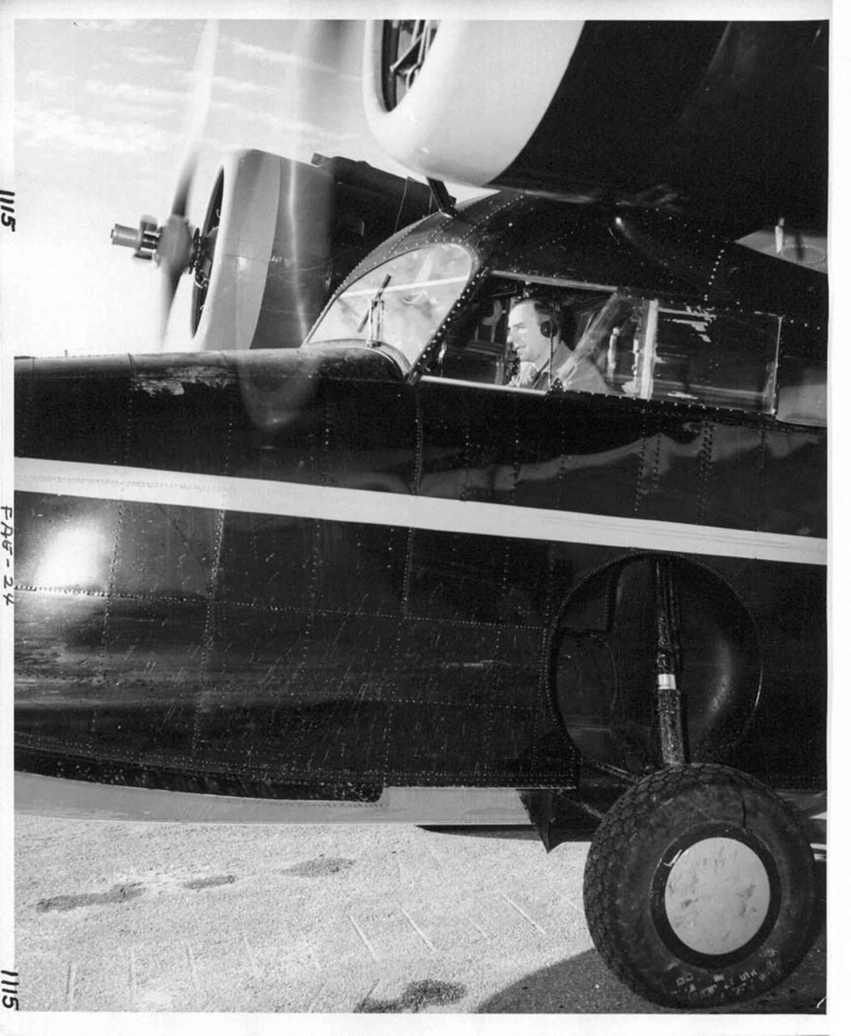 Pilot in vintage airplane